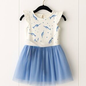 Tommy Bahama Kids Narwhal Dress | Girls 5T | Blue Tulle Skirt NWT